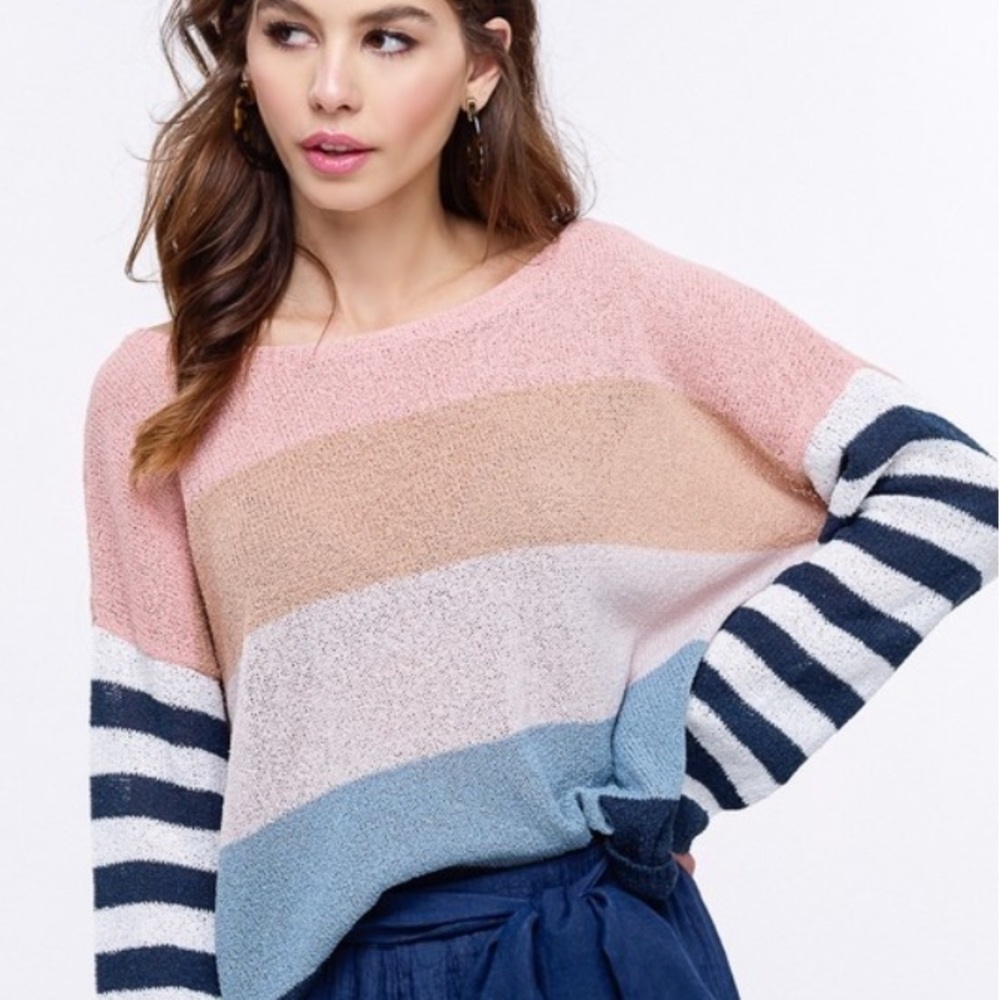 Listicle Light Weight Striped Sweater Size Large